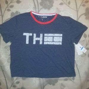 Tommy Hilfiger Sport Crop Top Tee Navy and Red